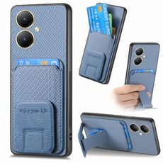 Per Vivo Y35M+ Custodia per telefono con supporto pieghevole in fibra di carbonio (blu)