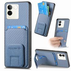Per vivo S17E 5G Custodia per telefono in fibra di carbonio con supporto pieghevole (blu)