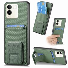 Per vivo S17E 5G Custodia per telefono in fibra di carbonio con supporto pieghevole (verde)