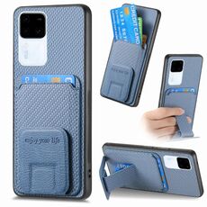 Custodia pieghevole per telefono con supporto pieghevole per carta in fibra di carbonio per vivo S18 (blu)