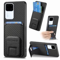 Per vivo S18 Pro Custodia per telefono con supporto pieghevole per carta in fibra di carbonio (nera)