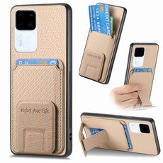 Per vivo S18 Pro Custodia per telefono in fibra di carbonio con supporto pieghevole (cachi)
