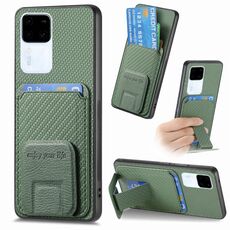 Per vivo S18 Pro Custodia per telefono con supporto pieghevole per carta in fibra di carbonio (verde)