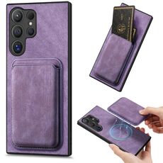 Custodia magnetica per cellulare retrò in pelle per Samsung Galaxy S24 Ultra 5G (viola)