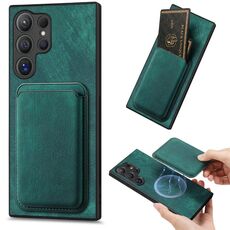 Custodia magnetica per cellulare retrò in pelle per Samsung Galaxy S24 Ultra 5G (verde)