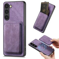 Per Samsung Galaxy S23+ 5G Custodia magnetica per porta carte in pelle retrò (viola)