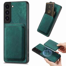 Custodia magnetica per cellulare retrò in pelle per Samsung Galaxy S22+ 5G (verde)