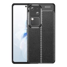 Custodia per telefono in TPU antiurto con texture Litchi per vivo S18 (nera)