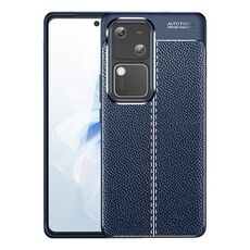 Custodia per telefono in TPU antiurto con texture Litchi per vivo S18 (blu)