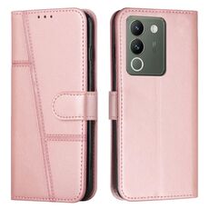 Custodia per cellulare in pelle con fibbia in vitello con cuciture per vivo Y200 (rosa)
