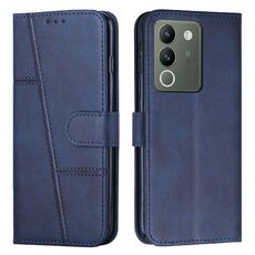 Custodia per cellulare in pelle con fibbia in vitello con cuciture per vivo Y200 (blu)