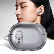 Per Huawei FreeBuds Pro 3 Auricolare wireless Custodia protettiva in TPU+PC con fibbia in metallo (nero trasparente)