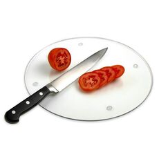 Tagliere rotondo in acrilico trasparente con tappetino antiscivolo, dimensioni: 30x30x0,3 cm