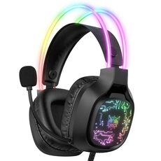ONIKUMA X22 Cuffie da gioco cablate USB + luce colorata da 3,5 mm con microfono (nero)