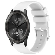 Per cinturino per orologio in silicone liscio tinta unita Garmin Move Trend da 20 mm (bianco)