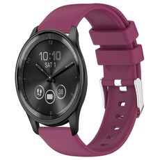 Per cinturino per orologio in silicone liscio tinta unita Garmin Move Trend da 20 mm (Borgogna)
