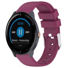 Per cinturino per orologio in silicone tinta unita liscio Garmin Vivoactive3 Music da 20 mm (Borgogna)