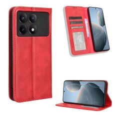 Custodia per telefono in pelle con texture retrò con fibbia magnetica per Xiaomi Redmi K70 / K70 Pro (rosso)