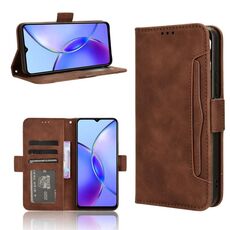 Custodia in pelle per vivo Y33T 2023 con texture di vitello e slot per schede (marrone)