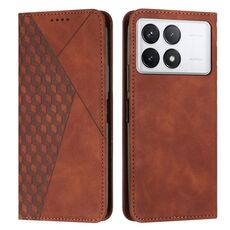 Custodia magnetica in pelle per Xiaomi Redmi K70 / K70 Pro Diamond Splicing Skin Feel (marrone)