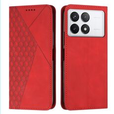Custodia magnetica in pelle per Xiaomi Redmi K70 / K70 Pro Diamond Splicing Skin Feel(Rosso)