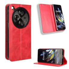 Custodia per telefono in pelle con texture retrò con fibbia magnetica aperta per OPPO Find N3 / OnePlus (rossa)