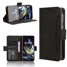 Per OPPO Find N3 / OnePlus Custodia in pelle con texture di vitello e slot per schede (nero)