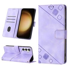 Custodia per telefono in pelle goffrata per Samsung Galaxy S24 5G (viola chiaro)