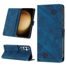 Custodia per telefono in pelle goffrata effetto pelle per Samsung Galaxy S24 5G (blu)