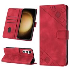 Custodia per telefono in pelle goffrata per Samsung Galaxy S24 5G (rossa)