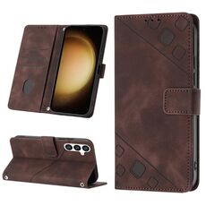 Custodia per telefono in pelle goffrata per Samsung Galaxy S24 5G (marrone)