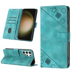 Custodia per telefono in pelle goffrata per Samsung Galaxy S24 Ultra 5G (verde)