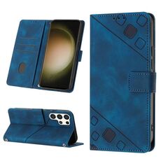 Custodia per telefono in pelle goffrata effetto pelle per Samsung Galaxy S24 Ultra 5G (blu)