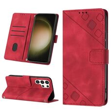 Custodia per telefono in pelle goffrata per Samsung Galaxy S24 Ultra 5G (rossa)