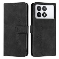 Per Xiaomi Redmi K70 / K70 Pro Custodia per cellulare in pelle con sensazione di cuore in rilievo con cordino lungo (nero)