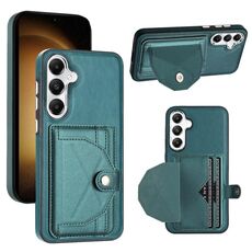 Custodia per telefono in pelle antiurto per Samsung Galaxy S24 5G con portacarte (verde)