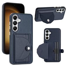 Custodia per telefono in pelle antiurto per Samsung Galaxy S24 5G con portacarte (blu)