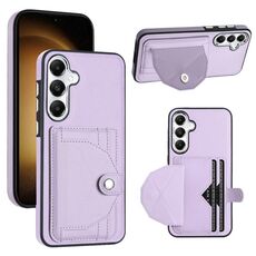 Custodia per telefono in pelle antiurto per Samsung Galaxy S24 5G con porta carte (viola)
