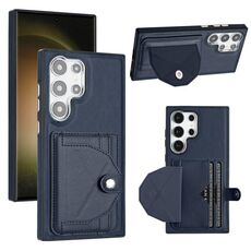 Custodia per telefono in pelle antiurto per Samsung Galaxy S24 Ultra 5G con portacarte (blu)