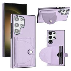 Custodia per telefono in pelle antiurto per Samsung Galaxy S24 Ultra 5G con portacarte (viola)