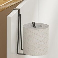 Porta asciugamani di carta da bagno, mensola a muro, gancio per fazzoletti senza perforazione (nero)