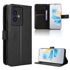 Custodia per telefono in pelle con texture diamante per Honor 100 5G (nera)
