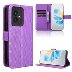 Custodia per telefono in pelle con texture diamante per Honor 100 5G (viola)