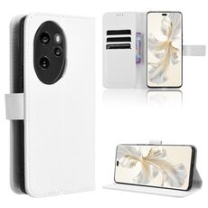 Custodia per telefono in pelle con texture diamante per Honor 100 Pro 5G (bianca)