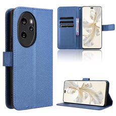 Custodia per telefono in pelle con texture diamante per Honor 100 Pro 5G (blu)
