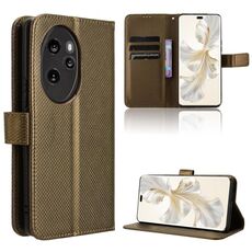 Custodia per telefono in pelle con texture diamante per Honor 100 Pro 5G (marrone)