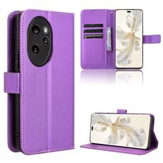 Custodia per telefono in pelle con texture diamante per Honor 100 Pro 5G (viola)