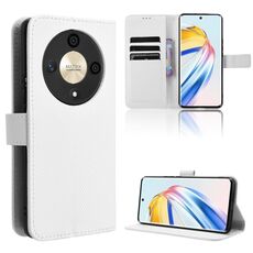 Custodia per telefono in pelle con texture diamante per Honor X9b 5G (bianca)