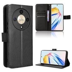 Custodia per cellulare in pelle con texture diamante per Honor X9b 5G (nera)