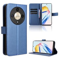 Custodia per telefono in pelle con texture diamante per Honor X9b 5G (blu)